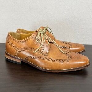 Cole‎ Haan Mens Wingtip Oxford Dress Shoes Brown Leather Brogue Size 10 M